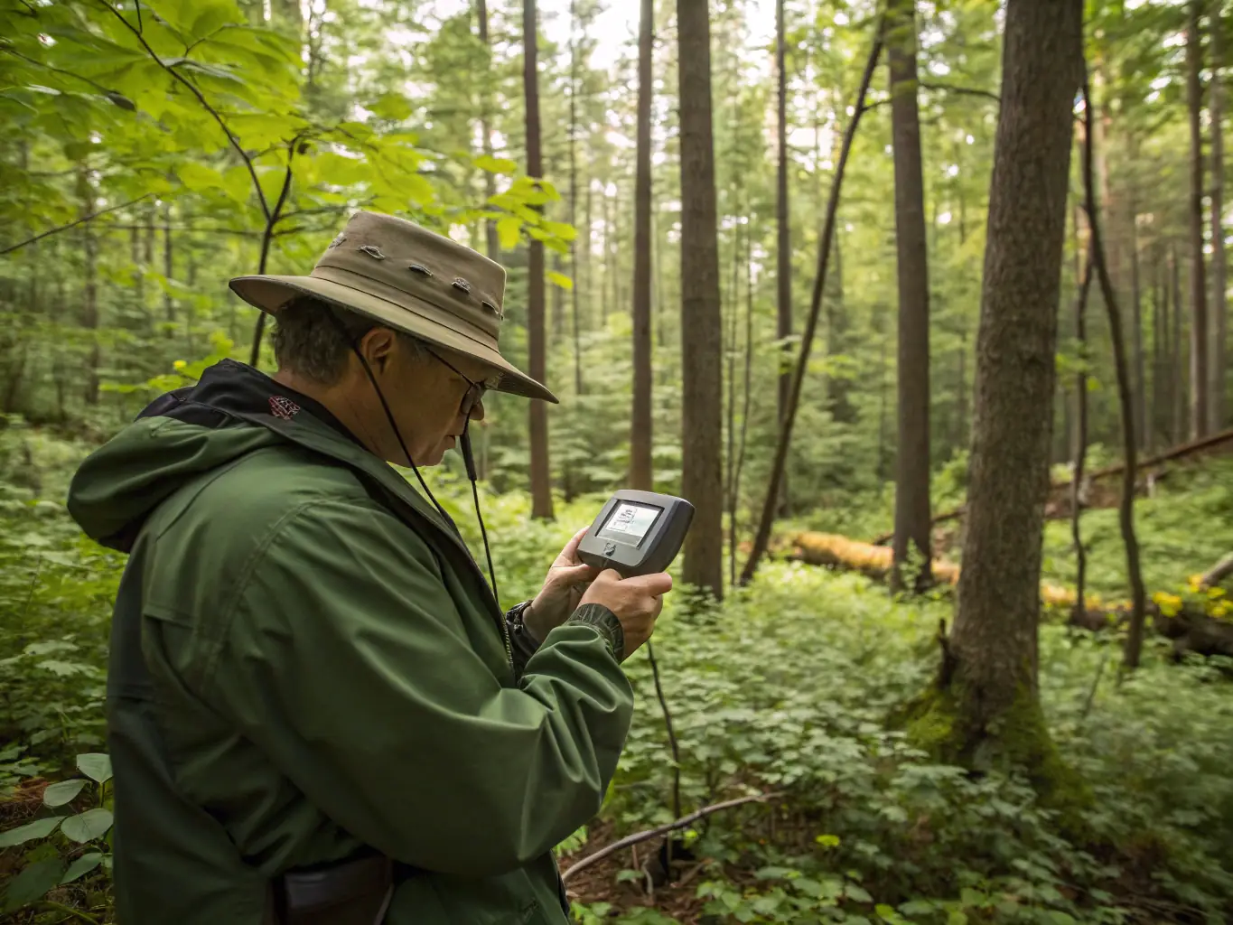 A wildlife biologist demonstrating techniques for tracking and monitoring animal populations in a natural habitat.
